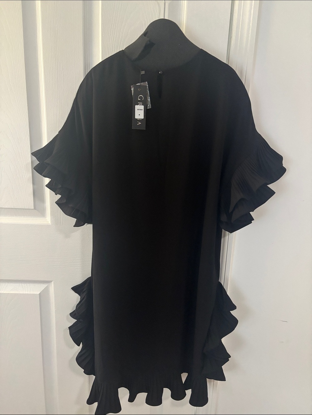 Gracia Black Ruffle-Trim Mini Dress
